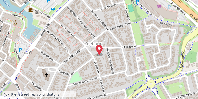 Een kaart met de locatie van Minibieb Zeebuurt