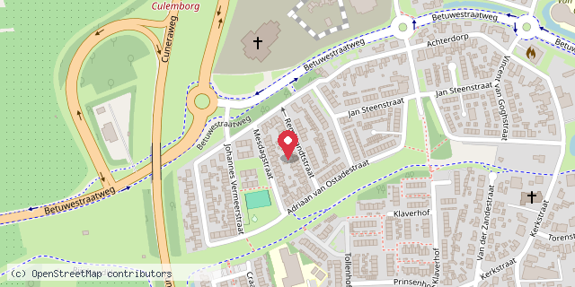 Een kaart met de locatie van Mini-bieb Kesteren