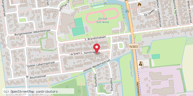 Een kaart met de locatie van Charel Hoekstra