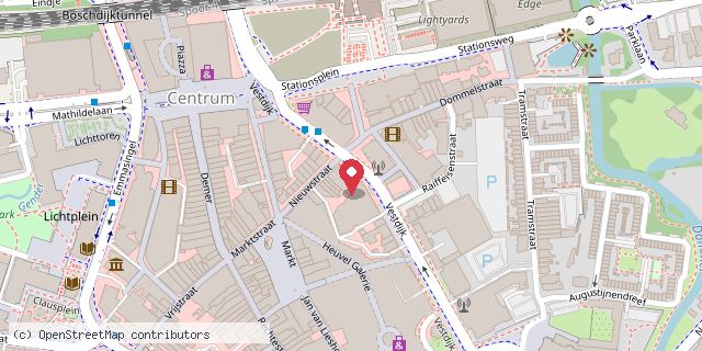 Een kaart met de locatie van Crown Hotel Eindhoven