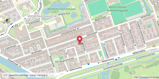 Een kaart met de locatie van Chantal Bos