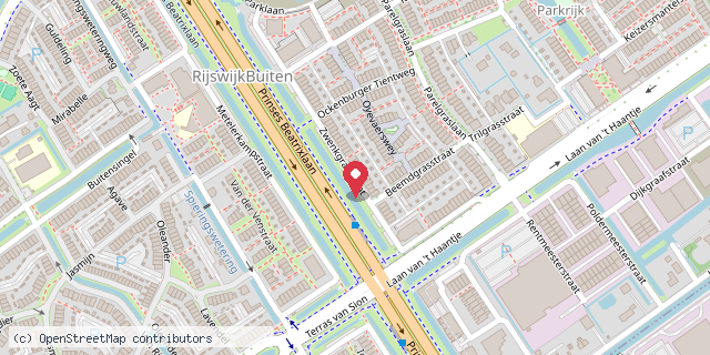 Een kaart met de locatie van Minibiep parkrijk