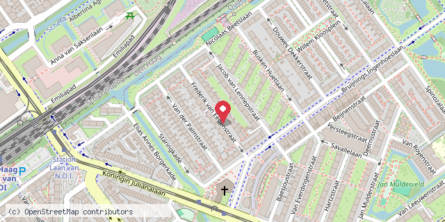 Een kaart met de locatie van Frederik van Eeden