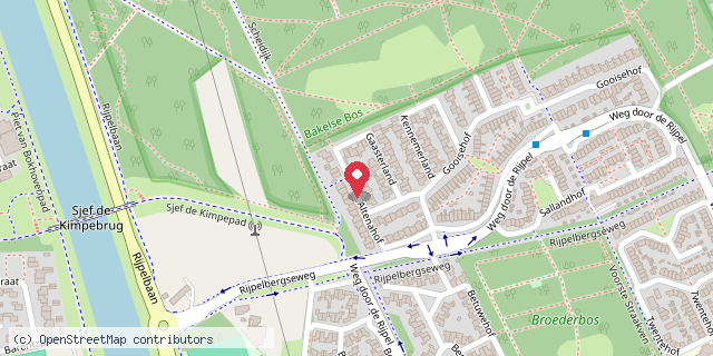 Een kaart met de locatie van Mini-bieb de Specht