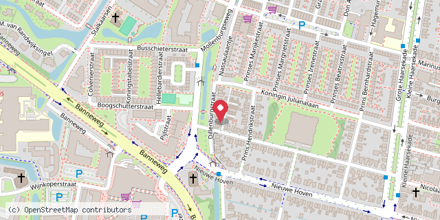 Een kaart met de locatie van MiniBieb Dillenburgstraat