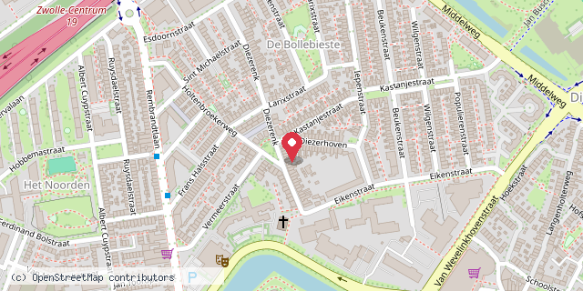 Een kaart met de locatie van De Bolle Minibieb