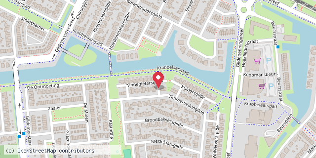 Een kaart met de locatie van Minibieb Tinnegietersgilde