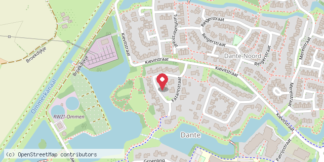 Een kaart met de locatie van Fazantstraat