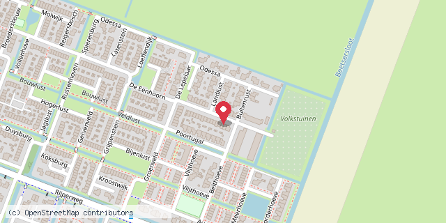 Een kaart met de locatie van Minibieb De Eenhoorn