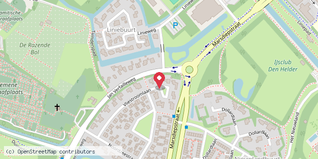 Een kaart met de locatie van Vliestroomlaan