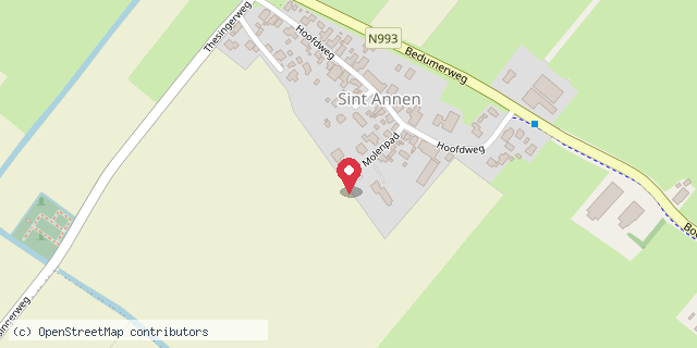 Een kaart met de locatie van Dorpshuis Meuln
