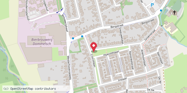 Een kaart met de locatie van R