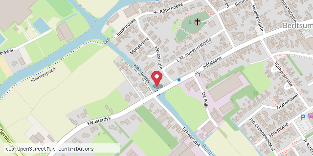 Een kaart met de locatie van JT Bergsma