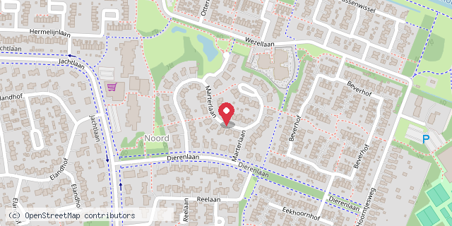 Een kaart met de locatie van Minibieb Marterlaan