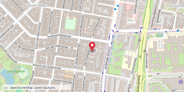Een kaart met de locatie van Minibieb Huizum West