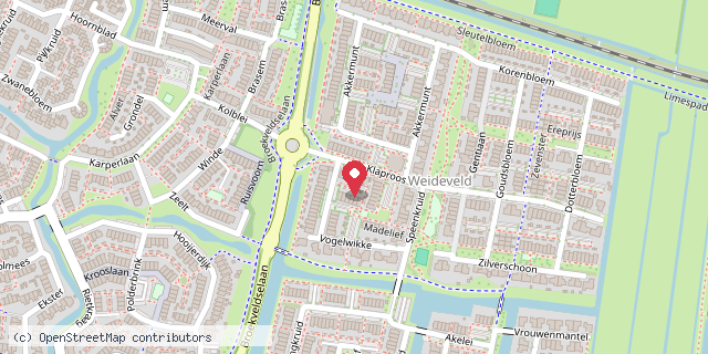 Een kaart met de locatie van Rood met witte stippen