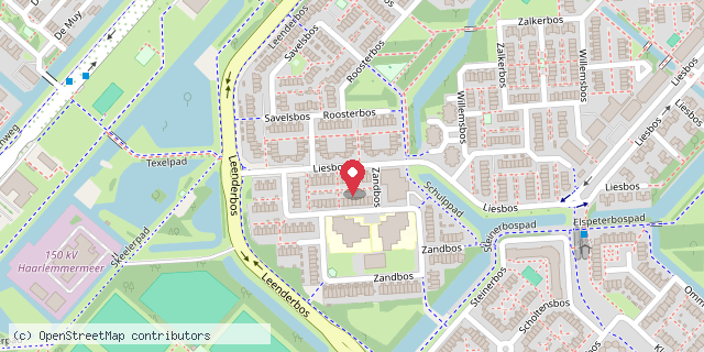Een kaart met de locatie van Het Leesbos