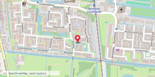 Een kaart met de locatie van Minibieb aan de Bosweg