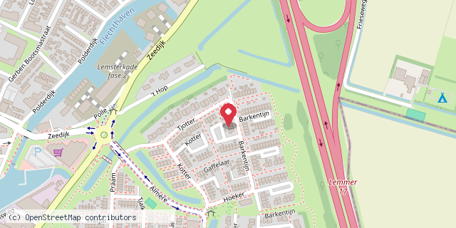 Een kaart met de locatie van Minibieb de Barkentijn