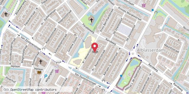 Een kaart met de locatie van Minibieb Weversstraat