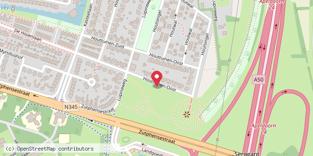 Een kaart met de locatie van By the Park