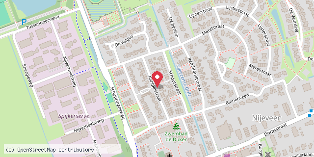 Een kaart met de locatie van Minibieb het Boekennest