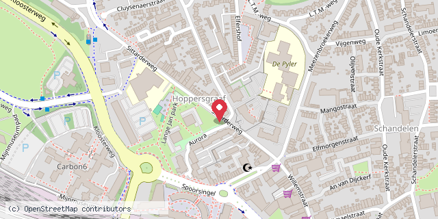 Een kaart met de locatie van Maxi Minibieb Aurora