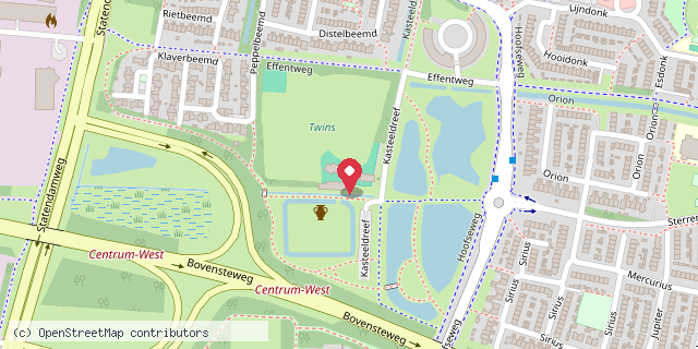 Een kaart met de locatie van Kameraadschappij mini-bieb