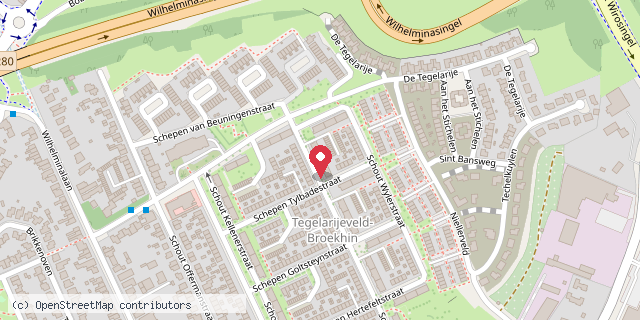 Een kaart met de locatie van Minibieb Schout Roffaertstraat