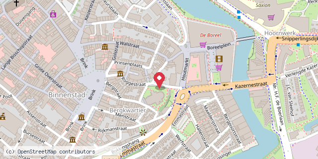 Een kaart met de locatie van Mini Bieb Bergkerkplein