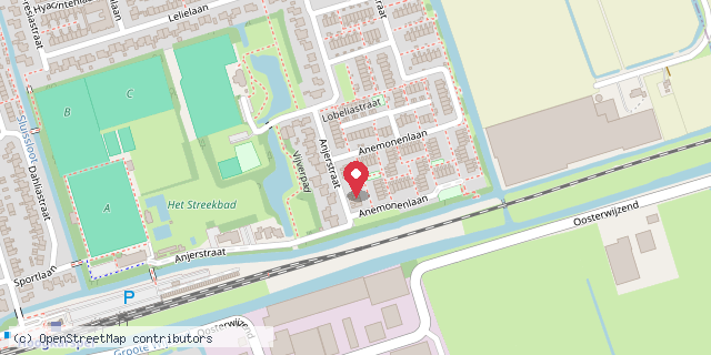 Een kaart met de locatie van De Anemoon