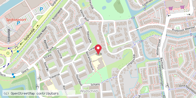 Een kaart met de locatie van Wijdschild Minibieb