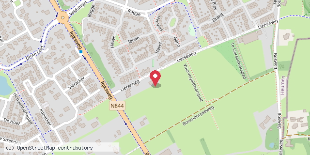 Een kaart met de locatie van Lierdalse Huuskes
