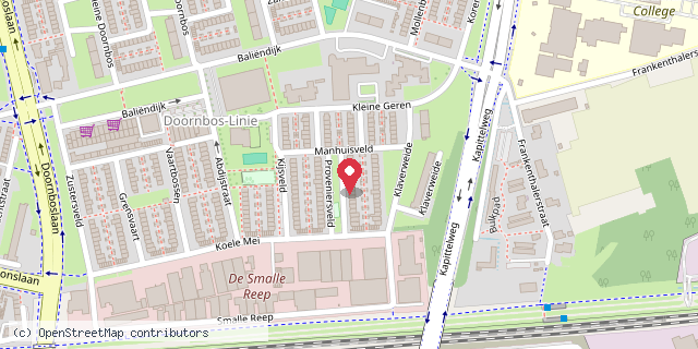 Een kaart met de locatie van Buurtbieb Doornbos-Linie
