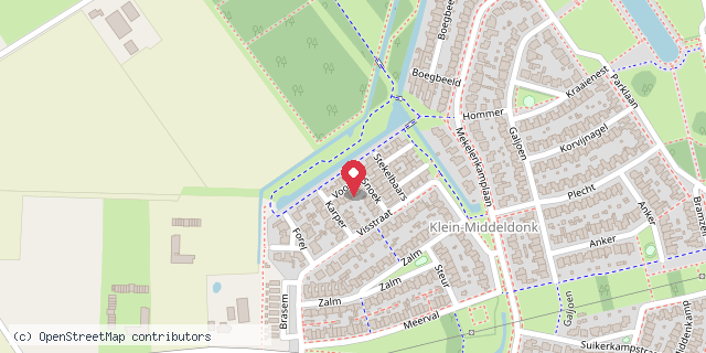 Een kaart met de locatie van Minibieb de vissenkom