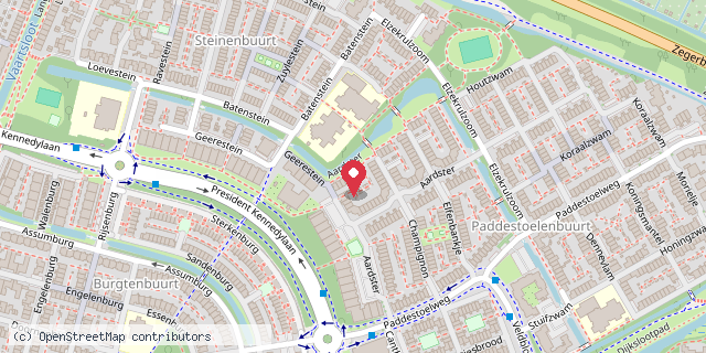 Een kaart met de locatie van Maroesja Teijgeler