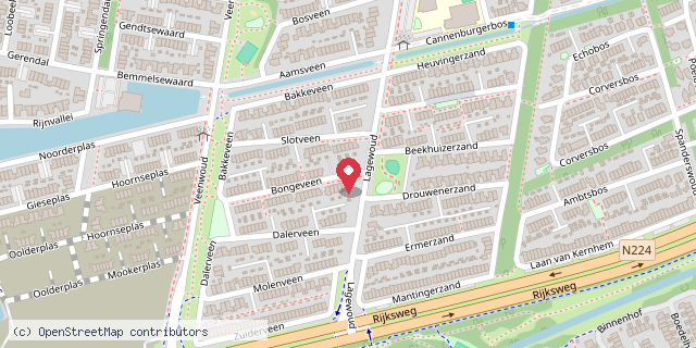 Een kaart met de locatie van W. Booij
