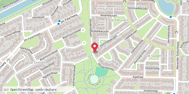 Een kaart met de locatie van Wilma Buring