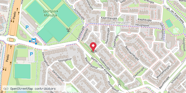 Een kaart met de locatie van Minibieb De Heugte