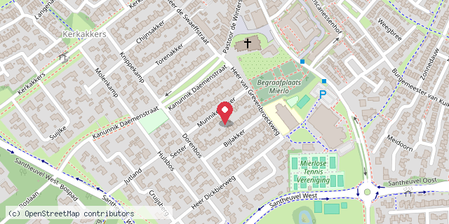 Een kaart met de locatie van Buurtbieb kerkakkers