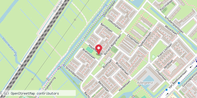 Een kaart met de locatie van Bakker