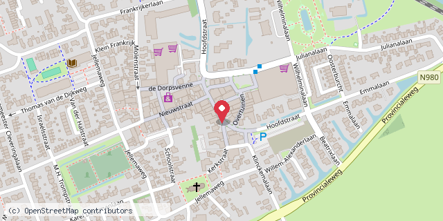 Een kaart met de locatie van Dorpsbiebje Zuidhorn