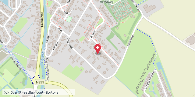 Een kaart met de locatie van Het Botterbiebje