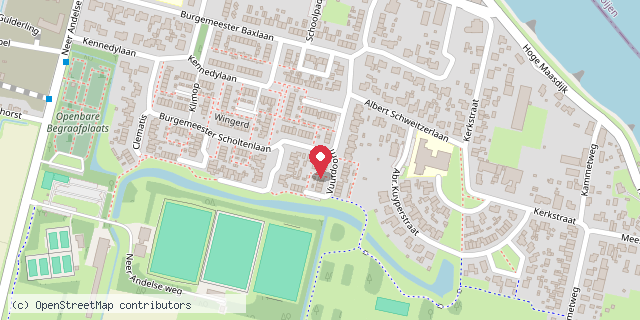 Een kaart met de locatie van Kim