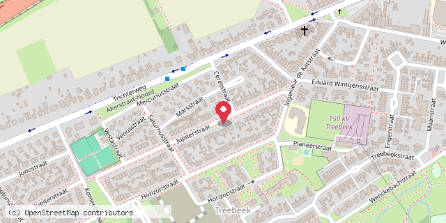 Een kaart met de locatie van Miriam Hendrick