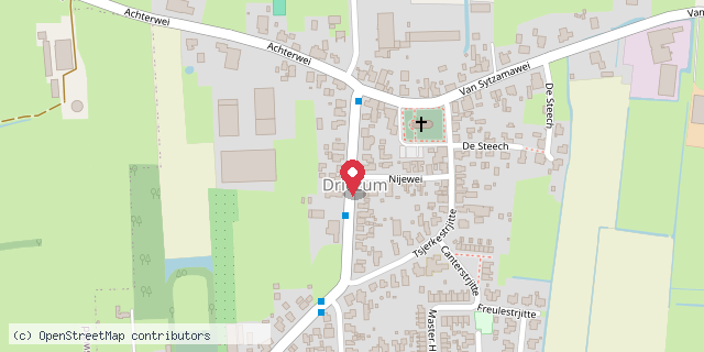 Een kaart met de locatie van Minibieb Driesum