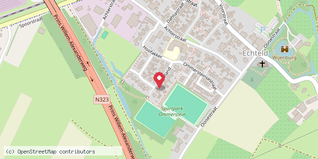 Een kaart met de locatie van Minibieb Echteld