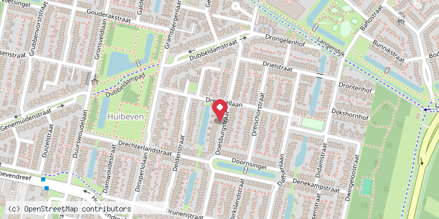 Een kaart met de locatie van Mini Bieb Huibeven