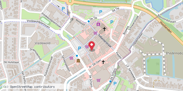 Een kaart met de locatie van Albert Heijn