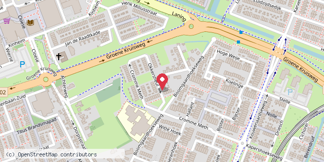Een kaart met de locatie van Cromme-okker